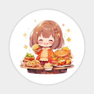 Cute chibi girl eat happily anime Magnet